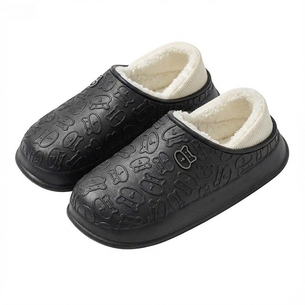 Men's Cozy Bear Embossed Clogs | Waterproof Warm Plush-Lined Winter